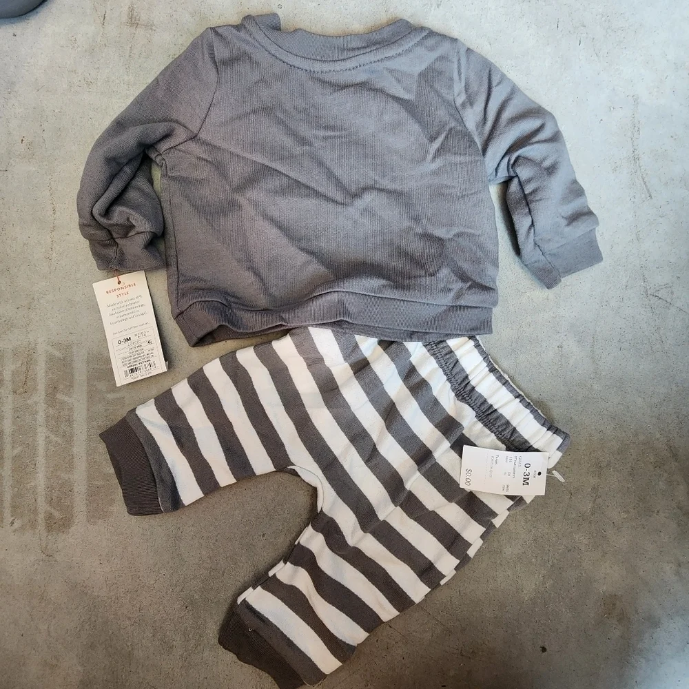 NWT Cat & Jack Baby 0-3M Itsy Bitsy Sweatshirt & Jogger Pants Set Halloween New